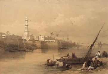 Blick auf den Nil, Fähre nach Gizeh, aus "Ägypten und Nubien", Bd.3