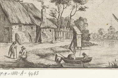 Landschaft mit Bauernhof und Wasser