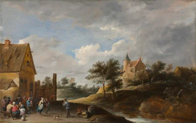 Landschaft mit tanzenden Bauern