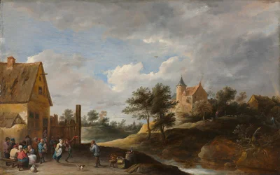 Landschaft mit tanzenden Bauern, ca. 1645-50
