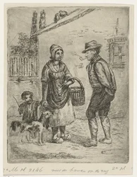 Bauer und Bäuerin bei einem Bauernhof