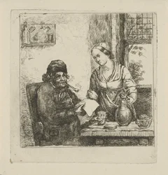 Interieur mit Mann und Frau