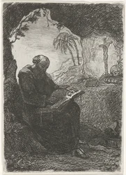 Mönch in einer Grotte