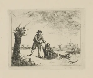 Winterlandschaft mit Schlittschuhläufer