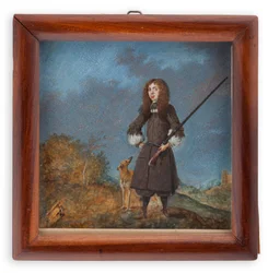 Jäger (Karl XI.?) mit seinem Hund