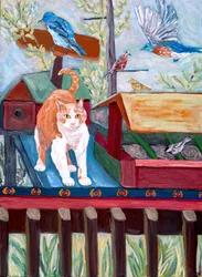 Im Vogelhaus, 2018 (Acryl auf Leinwand)