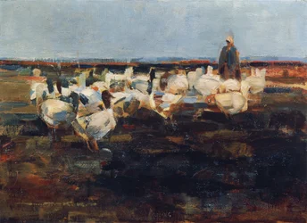 Gänseherde auf der Weide