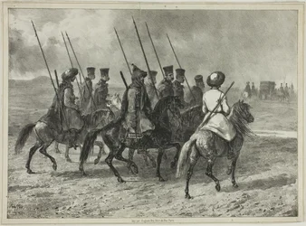 Kosaken-Eskorte an die Grenze von Kuban, Taman (Zentralrussland), 11. Oktober 1837
