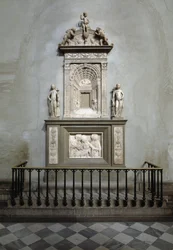 Marmortabernakel von Desiderio da Settignano (ca. 1430-1464) (Der Sakramentsaltar, Marmortabernakel), 1461, Florenz, Kirche San Lorenzo (Kirche des heiligen Laurentius), Italien