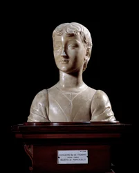 Junger Mann. Skulptur von Desiderio da Settignano (ca. 1430-1464), 1450-1455. Maße: 40 x 34,5 cm. Florenz, Museo Nazionale del Bargello