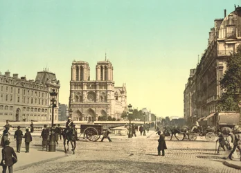 Notre Dame und St. Michael Brücke, Paris, Frankreich, um 1900