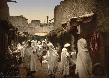Algerische Straße in Sidi Okba, ca. 1899 (Photochrom)