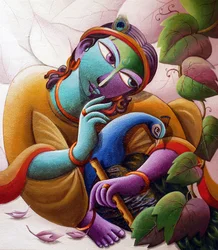 Lord Krishna mit Pfau