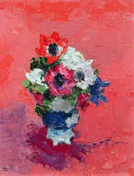Anemonen auf rotem Grund, 1992