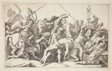 Menelaos mit dem Leichnam von Patroklos