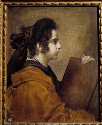 Porträt von Juana Pacheco als Sibylle. Juana Pacheco, Tochter des Malers Francisco Pacheco (1564-1654) und zukünftige Ehefrau von Diego Velasquez