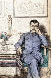 Porträt von Paul Bourget, französischer Romanautor (1852-1935) (Gravur)