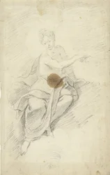 Studie einer Nymphe oder Göttin, die in den Wolken sitzt