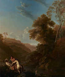 Italianisierende Landschaft mit badenden Nymphen