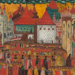 Prozession des Kreuzes zur Feier der Geburt von Peter dem Großen, 1917