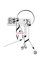 Held - Gesicht gezeichnet mit musikalischer Notation