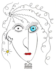 Faszinierende Dame - Gesicht einer Frau mit Musiknotation gezeichnet