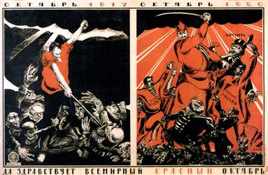 Oktober 1917 - Oktober 1920. Es lebe der weltweite Rote Oktober!, Plakat, 1920