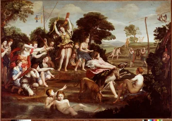 Die Jagd der Diana, Gemälde von Domenico Zampieri, genannt Il Domenichino (1581-1641), 1617, Maße 218x312 cm, Rom, Galleria Borghese