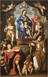 Jungfrau und Kind mit den Heiligen Petronius und Johannes dem Evangelisten, 1625-1629