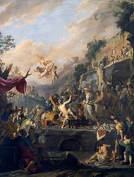 Martyrium des Heiligen Laurentius, Gemälde von Domenico Gargiulo genannt Micco Spadaro, Italien