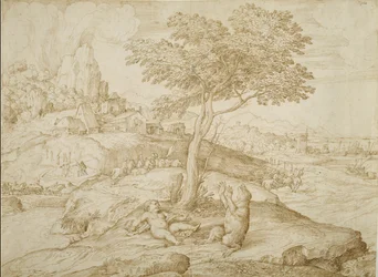 Callistos Verwandlung in einen Bären nach der Geburt von Arcas, ca. 1558