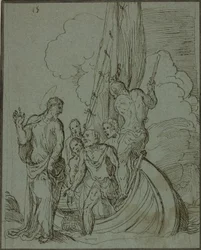 Christus geht auf dem Wasser, Petrus folgt