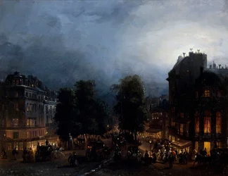 Boulevard des Italiens bei Nacht, ca. 1835