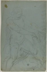 Samson und der Löwe (recto); Jungfrau Maria mit ausgestrecktem rechten Arm (verso)