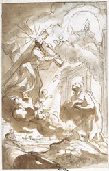 Christus, der sein Kreuz trägt, erscheint dem heiligen Ignatius von Loyola