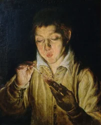 El Soplón Junge, der auf einen Docht bläst