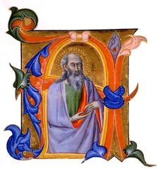 Illuminierte Initiale A, ca. 1382-99 (wasserbasierte Pigmente & Blattgold auf Pergament)