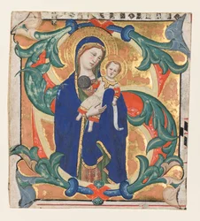 Initiale S[alve sancta parens] aus einem Graduale: Madonna und Kind
