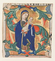 Initiale S[alve sancta parens] aus einem Graduale: Madonna und Kind, um 1370-1374