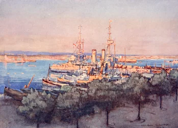 H.M.S. Queen, Trawler und Drifter, Taranto, Illustration aus 