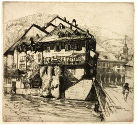 Häuser an der Aare, Schweiz