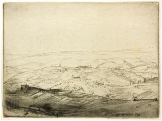 Skizze von den Mauern von San Gimignano