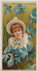 Kornblume: Bescheidenheit, aus der Serie Floral Beauties and Language of Flowers N75 für Duk..., 1892