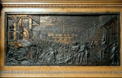 Das Wunder des Heiligen Antonius, das Wiederanbringen des Fußes, Tafel vom Hauptaltar (Bronzerelief)