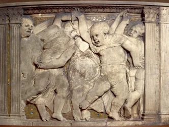 Fliese mit tanzenden Putti