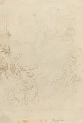 Sieben Figuren, die eine Himmelfahrt bezeugen (verso)