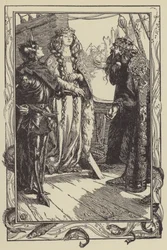 König Anguish gibt Isolt an Sir Tristram (Lithografie)