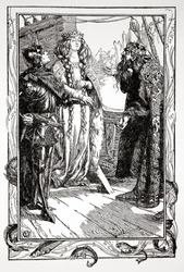 König Anguish gibt Isolt an Sir Tristram