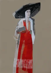 Elegante Frau rotes Kleid