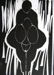 Ausdrucksstarke Schwarz-Weiß-Figur